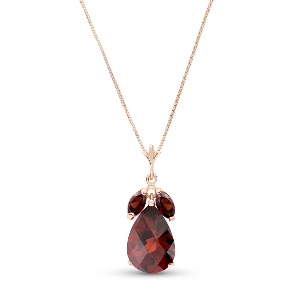 14K. SOLID GOLD NECKLACE WITH NATURAL GARNETS (Rose Gold)